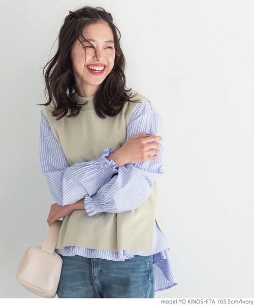 coca（coca）（コカ）の「ベストセットストライプブラウス（シャツ/ブラウス・レディース・ブルー/アイボリー/ネイビー・ONE SIZE）」の15枚目の写真