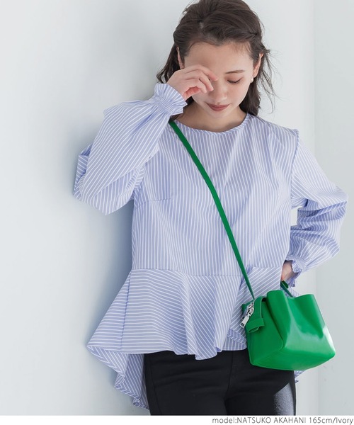 coca（coca）（コカ）の「ベストセットストライプブラウス（シャツ/ブラウス・レディース・ブルー/アイボリー/ネイビー・ONE SIZE）」の11枚目の写真