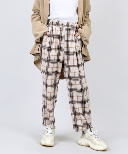 DING(ディング)の「DING/チェックイージーパンツ(スラックス・レディース・ベージュ/ブルー/オフホワイト・FREE)」の2枚目の写真