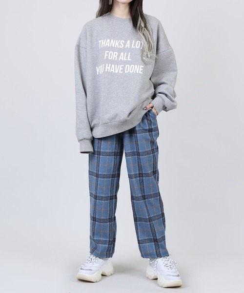 DING(ディング)の「DING/チェックイージーパンツ(スラックス・レディース・ベージュ/ブルー/オフホワイト・FREE)」の6枚目の写真