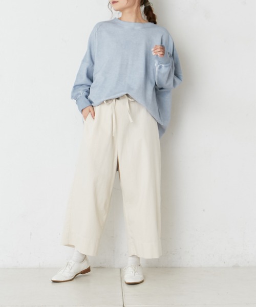 PUAL CE CIN（ピュアルセシン）の「甘撚りツイル配色ステッチワイドパンツ（その他パンツ・レディース・オフホワイト/チャコール/ナチュラル・FREE）」の18枚目の写真