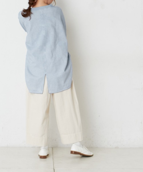 PUAL CE CIN（ピュアルセシン）の「甘撚りツイル配色ステッチワイドパンツ（その他パンツ・レディース・オフホワイト/チャコール/ナチュラル・FREE）」の5枚目の写真