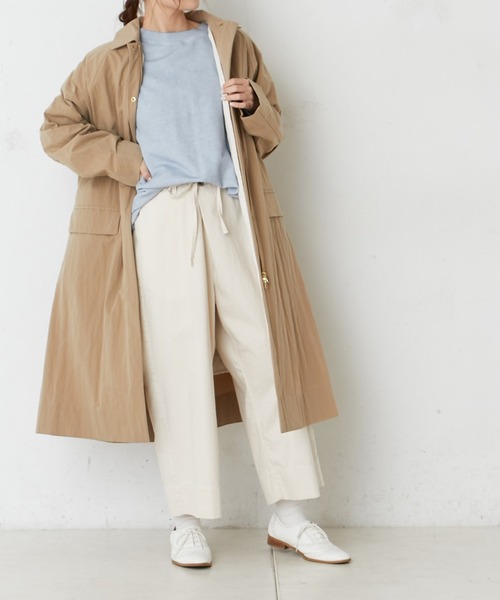 PUAL CE CIN（ピュアルセシン）の「甘撚りツイル配色ステッチワイドパンツ（その他パンツ・レディース・オフホワイト/チャコール/ナチュラル・FREE）」の10枚目の写真