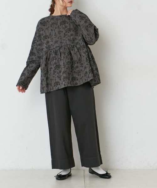 PUAL CE CIN（ピュアルセシン）の「甘撚りツイル配色ステッチワイドパンツ（その他パンツ・レディース・オフホワイト/チャコール/ナチュラル・FREE）」の15枚目の写真