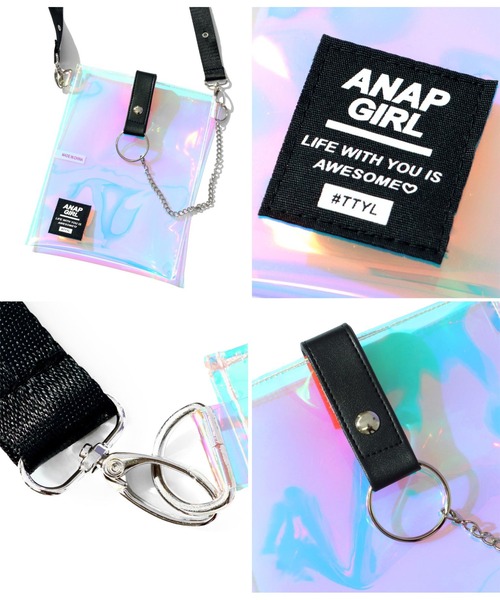 ANAP GiRL(アナップガール)の「3パターンチェーン付ショルダーバッグ(ショルダーバッグ・キッズ・ブラック/その他/ホワイト×ブラック・FREE)」の7枚目の写真