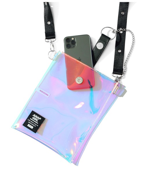 ANAP GiRL(アナップガール)の「3パターンチェーン付ショルダーバッグ(ショルダーバッグ・キッズ・ブラック/その他/ホワイト×ブラック・FREE)」の5枚目の写真