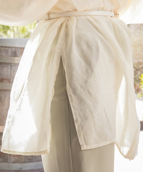 PairPair（ペアペア）の「スタンドカラーシアーシャツ（シャツ/ブラウス・レディース・アイボリー/ダークブルー/ライトベージュ・FREE）」の16枚目の写真