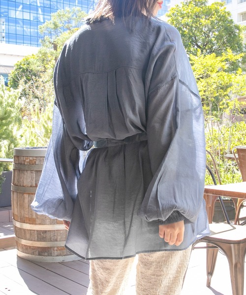 PairPair（ペアペア）の「スタンドカラーシアーシャツ（シャツ/ブラウス・レディース・アイボリー/ダークブルー/ライトベージュ・FREE）」の18枚目の写真