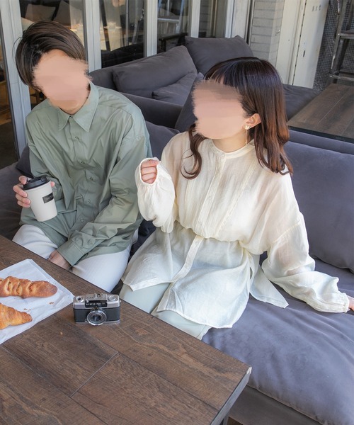 PairPair（ペアペア）の「スタンドカラーシアーシャツ（シャツ/ブラウス・レディース・アイボリー/ダークブルー/ライトベージュ・FREE）」の20枚目の写真