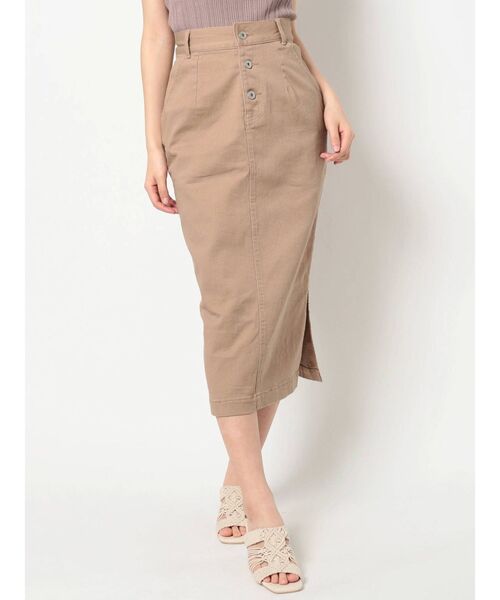 dazzlin（ダズリン）の「ダブルスリットデニムストレートスカート（スカート・レディース・ベージュ/オフホワイト/インディゴブルー・SMALL/MEDIUM）」の3枚目の写真