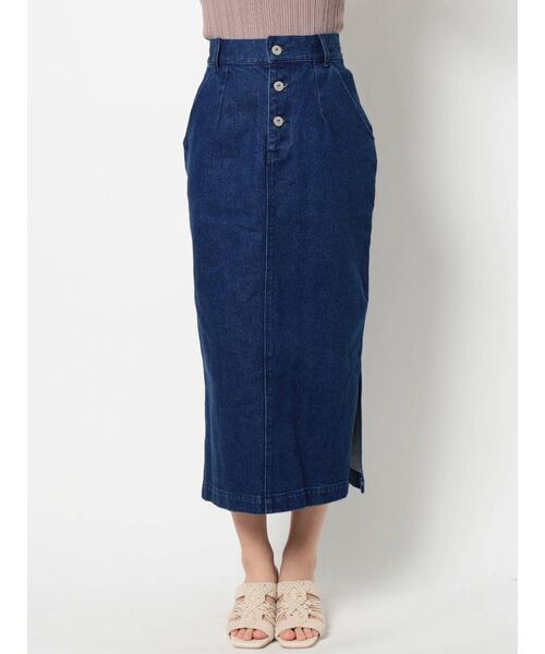dazzlin（ダズリン）の「ダブルスリットデニムストレートスカート（スカート・レディース・ベージュ/オフホワイト/インディゴブルー・SMALL/MEDIUM）」の6枚目の写真