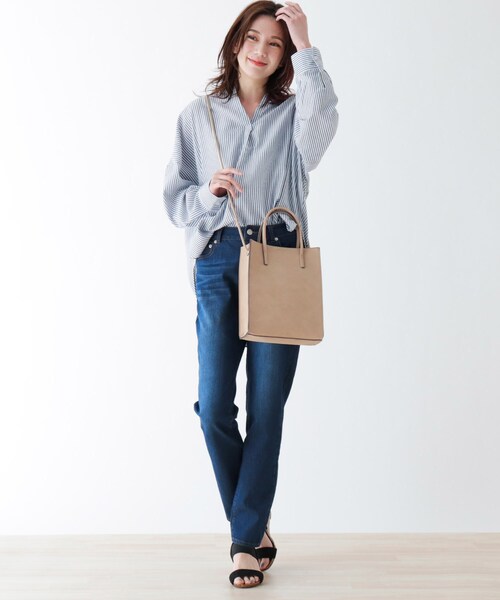 SHOO・LA・RUE（シューラルー）の「◆スクエア丸ヒモミニトート（トートバッグ・レディース・ネイビー/ピンク系/ベージュ・00）」の11枚目の写真