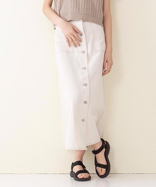 INNOCENT BLUE（イノセントブルー）の「【innocent blue/イノセントブルー】バックレースアップスカート（セミフレアロングスカート）（スカート・レディース・カーキ/ワンウォッシュ/ブラック/ブルー/サンドベージュ/アイボリー・MEDIUM）」の3枚目の写真