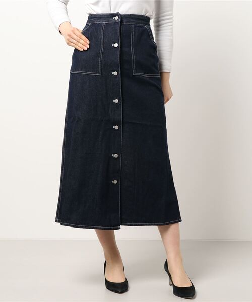 INNOCENT BLUE（イノセントブルー）の「【innocent blue/イノセントブルー】バックレースアップスカート（セミフレアロングスカート）（スカート・レディース・カーキ/ワンウォッシュ/ブラック/ブルー/サンドベージュ/アイボリー・MEDIUM）」の7枚目の写真