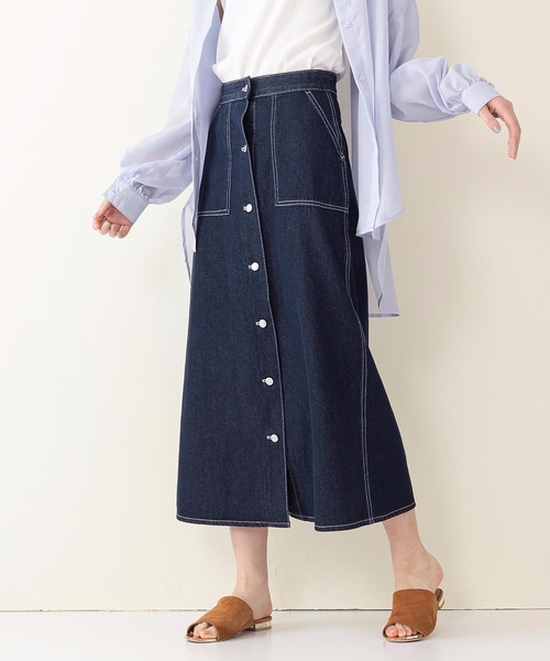 INNOCENT BLUE（イノセントブルー）の「【innocent blue/イノセントブルー】バックレースアップスカート（セミフレアロングスカート）（スカート・レディース・カーキ/ワンウォッシュ/ブラック/ブルー/サンドベージュ/アイボリー・MEDIUM）」の17枚目の写真