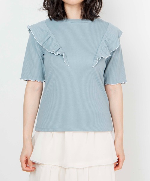 WEGO（ウィゴー）の「WEGO/配色メロウフリルT（Tシャツ/カットソー・レディース・ブラック/サックスブルー/アイボリー/ライトイエロー・FREE）」の15枚目の写真