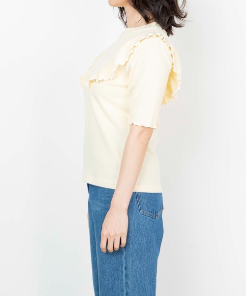 WEGO（ウィゴー）の「WEGO/配色メロウフリルT（Tシャツ/カットソー・レディース・ブラック/サックスブルー/アイボリー/ライトイエロー・FREE）」の17枚目の写真