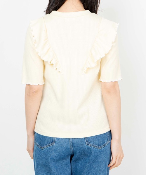 WEGO（ウィゴー）の「WEGO/配色メロウフリルT（Tシャツ/カットソー・レディース・ブラック/サックスブルー/アイボリー/ライトイエロー・FREE）」の18枚目の写真