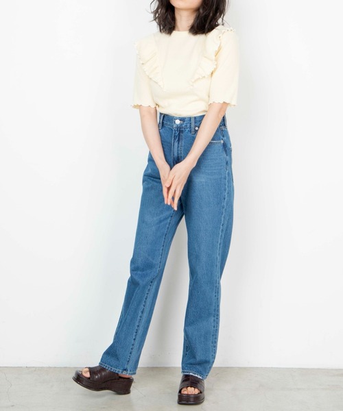 WEGO（ウィゴー）の「WEGO/配色メロウフリルT（Tシャツ/カットソー・レディース・ブラック/サックスブルー/アイボリー/ライトイエロー・FREE）」の11枚目の写真