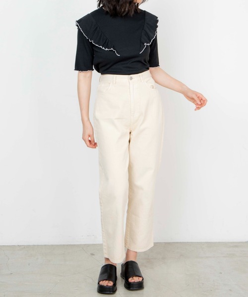 WEGO（ウィゴー）の「WEGO/配色メロウフリルT（Tシャツ/カットソー・レディース・ブラック/サックスブルー/アイボリー/ライトイエロー・FREE）」の5枚目の写真