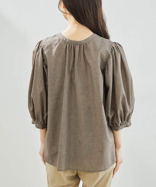 ROPE' PICNIC（ロペピクニック）の「【2WAY】袖ボリュームレースアップブラウス（シャツ/ブラウス・レディース・ホワイト/カーキ/ピンク/キャメル/ダークラベンダー・38）」の7枚目の写真