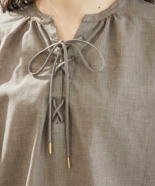 ROPE' PICNIC（ロペピクニック）の「【2WAY】袖ボリュームレースアップブラウス（シャツ/ブラウス・レディース・ホワイト/カーキ/ピンク/キャメル/ダークラベンダー・38）」の11枚目の写真