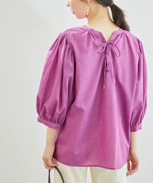 ROPE' PICNIC（ロペピクニック）の「【2WAY】袖ボリュームレースアップブラウス（シャツ/ブラウス・レディース・ホワイト/カーキ/ピンク/キャメル/ダークラベンダー・38）」の17枚目の写真