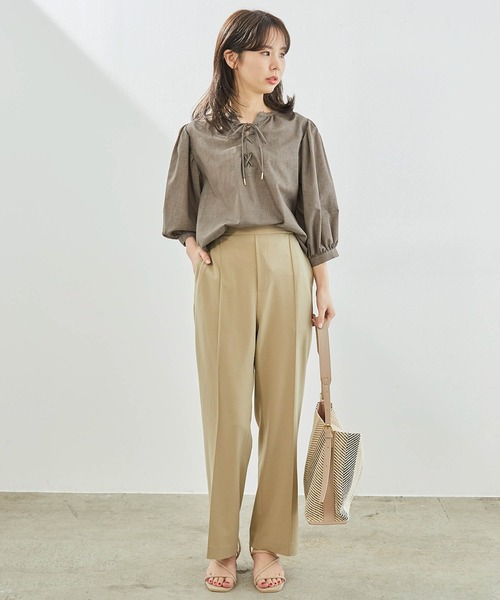 ROPE' PICNIC（ロペピクニック）の「【2WAY】袖ボリュームレースアップブラウス（シャツ/ブラウス・レディース・ホワイト/カーキ/ピンク/キャメル/ダークラベンダー・38）」の19枚目の写真