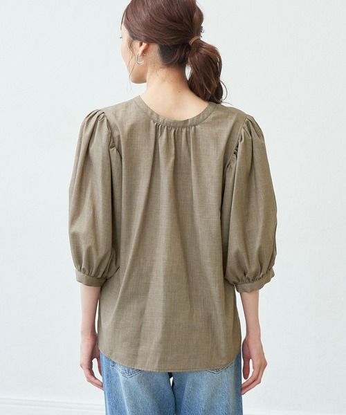 ROPE' PICNIC（ロペピクニック）の「【2WAY】袖ボリュームレースアップブラウス（シャツ/ブラウス・レディース・ホワイト/カーキ/ピンク/キャメル/ダークラベンダー・38）」の21枚目の写真