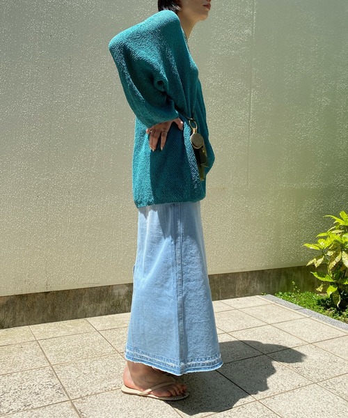 DouDou(ドゥドゥ)の「リメイクデニムスカート(デニムスカート・レディース・スカイブルー/ベージュ・38/36)」の18枚目の写真