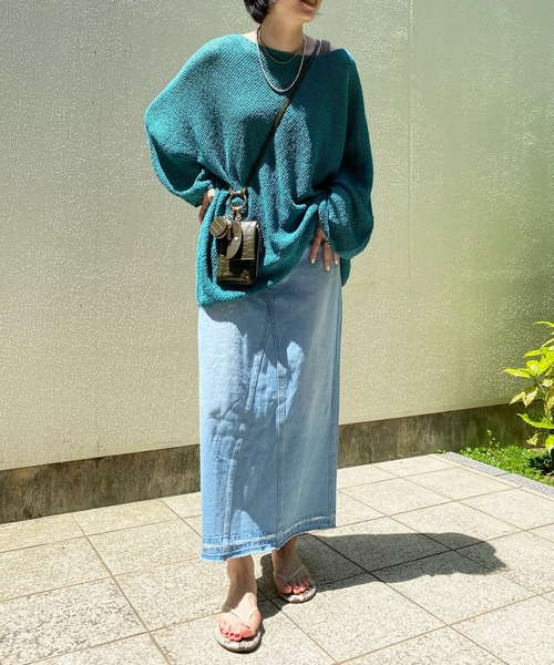 DouDou(ドゥドゥ)の「リメイクデニムスカート(デニムスカート・レディース・スカイブルー/ベージュ・38/36)」の12枚目の写真