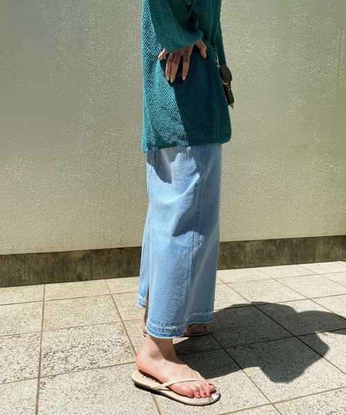 DouDou(ドゥドゥ)の「リメイクデニムスカート(デニムスカート・レディース・スカイブルー/ベージュ・38/36)」の8枚目の写真