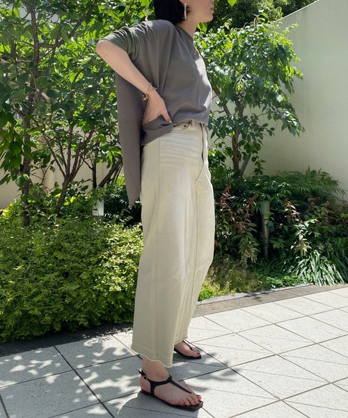 DouDou(ドゥドゥ)の「リメイクデニムスカート(デニムスカート・レディース・スカイブルー/ベージュ・38/36)」の11枚目の写真