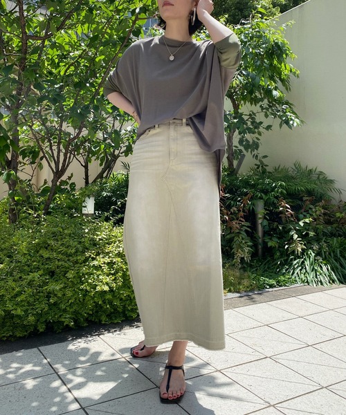 DouDou(ドゥドゥ)の「リメイクデニムスカート(デニムスカート・レディース・スカイブルー/ベージュ・38/36)」の7枚目の写真