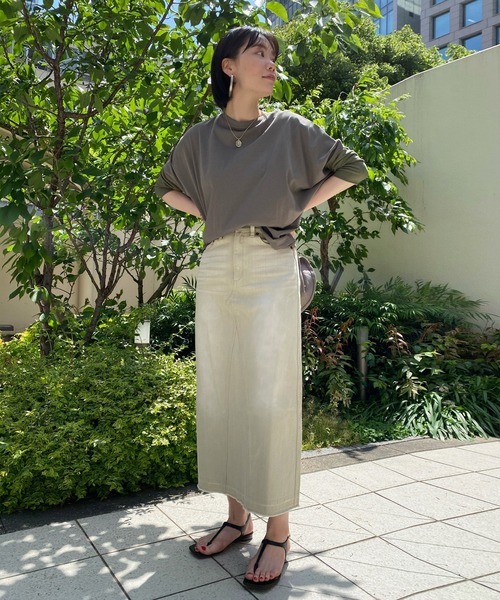 DouDou(ドゥドゥ)の「リメイクデニムスカート(デニムスカート・レディース・スカイブルー/ベージュ・38/36)」の5枚目の写真