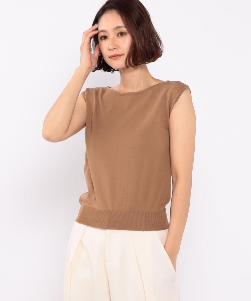 MEW'S REFINED CLOTHES（ミューズリファインドクローズ）の「接触冷感ポートネックフレンチニット（ニット/セーター・レディース・ホワイト/ブラック/モカ/パープル・MEDIUM）」の3枚目の写真