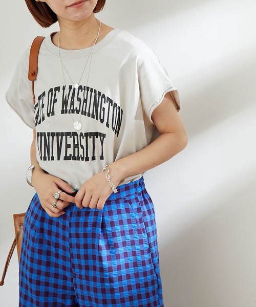 CIAOPANIC TYPY（チャオパニックティピー）の「テキサスコットンカレッジプリントノースリTee（Tシャツ/カットソー・レディース・ホワイト/グリーン/グレー系その他/チャコールグレー・ONE SIZE）」の3枚目の写真