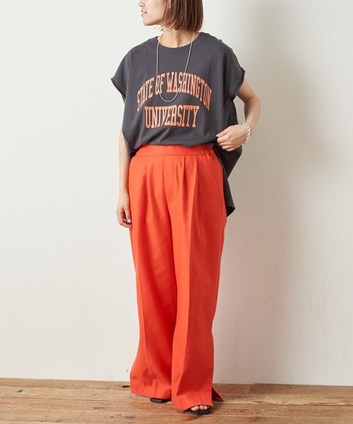 CIAOPANIC TYPY（チャオパニックティピー）の「テキサスコットンカレッジプリントノースリTee（Tシャツ/カットソー・レディース・ホワイト/グリーン/グレー系その他/チャコールグレー・ONE SIZE）」の12枚目の写真