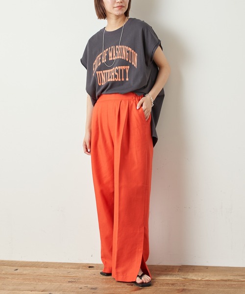 CIAOPANIC TYPY（チャオパニックティピー）の「テキサスコットンカレッジプリントノースリTee（Tシャツ/カットソー・レディース・ホワイト/グリーン/グレー系その他/チャコールグレー・ONE SIZE）」の13枚目の写真