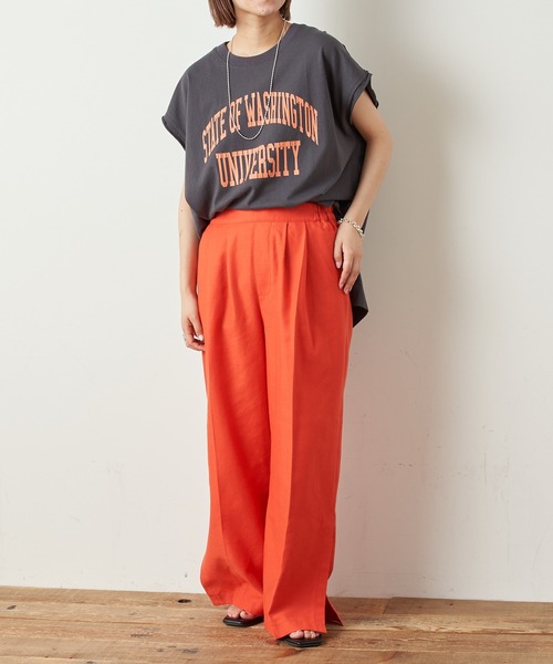 CIAOPANIC TYPY（チャオパニックティピー）の「テキサスコットンカレッジプリントノースリTee（Tシャツ/カットソー・レディース・ホワイト/グリーン/グレー系その他/チャコールグレー・ONE SIZE）」の14枚目の写真