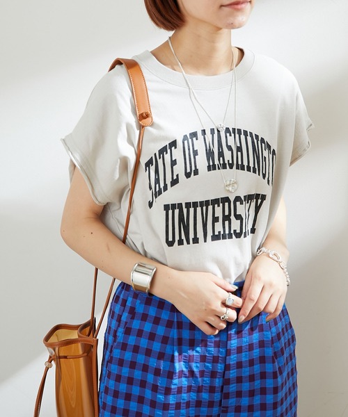 CIAOPANIC TYPY（チャオパニックティピー）の「テキサスコットンカレッジプリントノースリTee（Tシャツ/カットソー・レディース・ホワイト/グリーン/グレー系その他/チャコールグレー・ONE SIZE）」の20枚目の写真