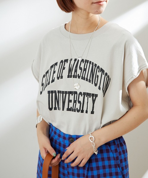 CIAOPANIC TYPY（チャオパニックティピー）の「テキサスコットンカレッジプリントノースリTee（Tシャツ/カットソー・レディース・ホワイト/グリーン/グレー系その他/チャコールグレー・ONE SIZE）」の21枚目の写真