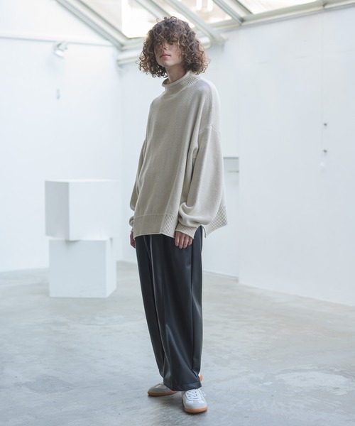 CASPER JOHN（キャスパージョン）の「Moss Stitch Bottle Neck Knit/モスステッチボトルネックニット（ニット/セーター・メンズ・ホワイト/チャコールグレー/ベージュ・SMALL/MEDIUM/LARGE）」の4枚目の写真