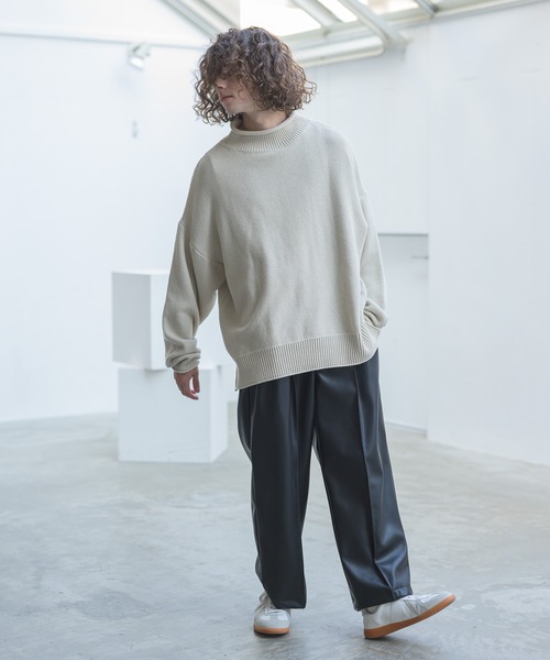 CASPER JOHN（キャスパージョン）の「Moss Stitch Bottle Neck Knit/モスステッチボトルネックニット（ニット/セーター・メンズ・ホワイト/チャコールグレー/ベージュ・SMALL/MEDIUM/LARGE）」の5枚目の写真