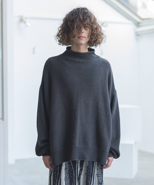 CASPER JOHN（キャスパージョン）の「Moss Stitch Bottle Neck Knit/モスステッチボトルネックニット（ニット/セーター・メンズ・ホワイト/チャコールグレー/ベージュ・SMALL/MEDIUM/LARGE）」の12枚目の写真