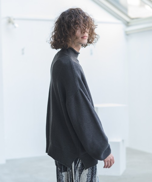 CASPER JOHN（キャスパージョン）の「Moss Stitch Bottle Neck Knit/モスステッチボトルネックニット（ニット/セーター・メンズ・ホワイト/チャコールグレー/ベージュ・SMALL/MEDIUM/LARGE）」の14枚目の写真