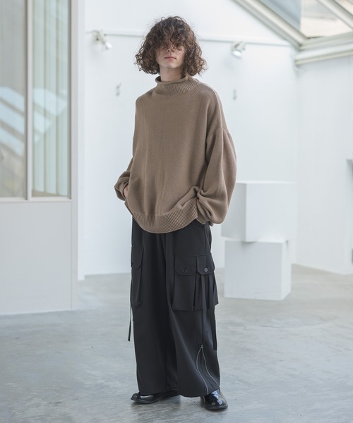 CASPER JOHN（キャスパージョン）の「Moss Stitch Bottle Neck Knit/モスステッチボトルネックニット（ニット/セーター・メンズ・ホワイト/チャコールグレー/ベージュ・SMALL/MEDIUM/LARGE）」の16枚目の写真