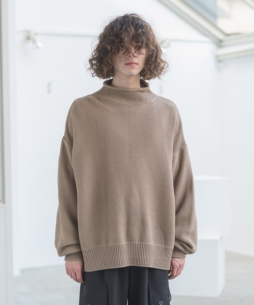 CASPER JOHN（キャスパージョン）の「Moss Stitch Bottle Neck Knit/モスステッチボトルネックニット（ニット/セーター・メンズ・ホワイト/チャコールグレー/ベージュ・SMALL/MEDIUM/LARGE）」の18枚目の写真