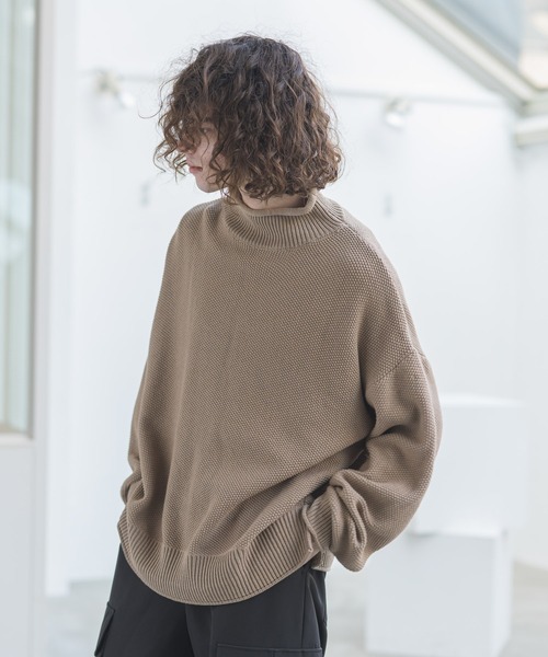 CASPER JOHN（キャスパージョン）の「Moss Stitch Bottle Neck Knit/モスステッチボトルネックニット（ニット/セーター・メンズ・ホワイト/チャコールグレー/ベージュ・SMALL/MEDIUM/LARGE）」の19枚目の写真