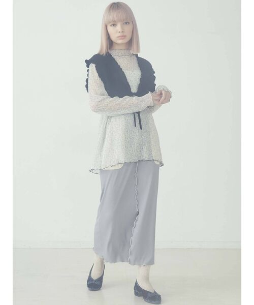 merry jenny(メリージェニー)の「【セットアップ】mellowサテンコンビリブロングスカート(スカート・レディース・ブラック/ベージュ/ブルー・FREE)」の12枚目の写真